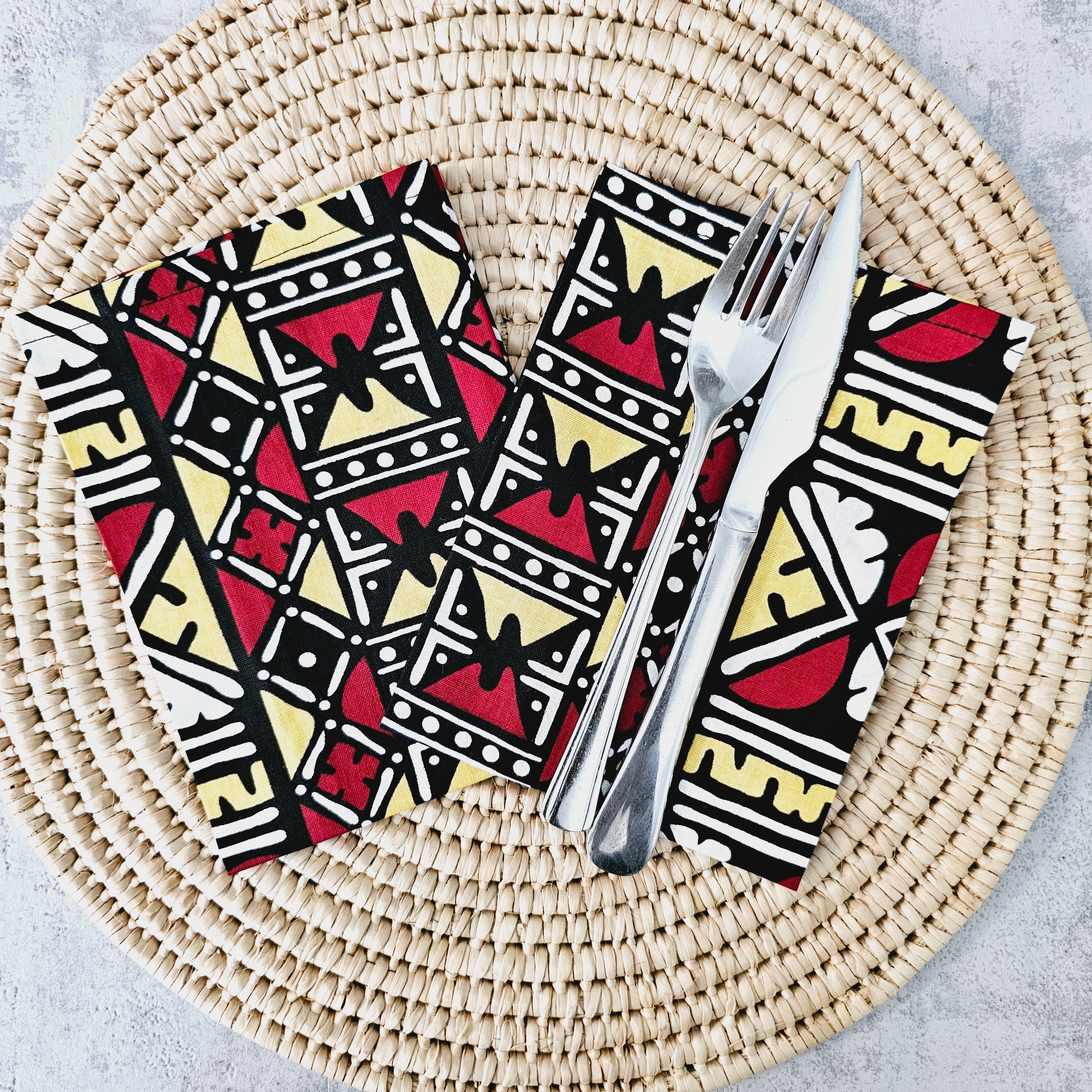 Tovaglioli Wax africani in cotone set 4 o 8