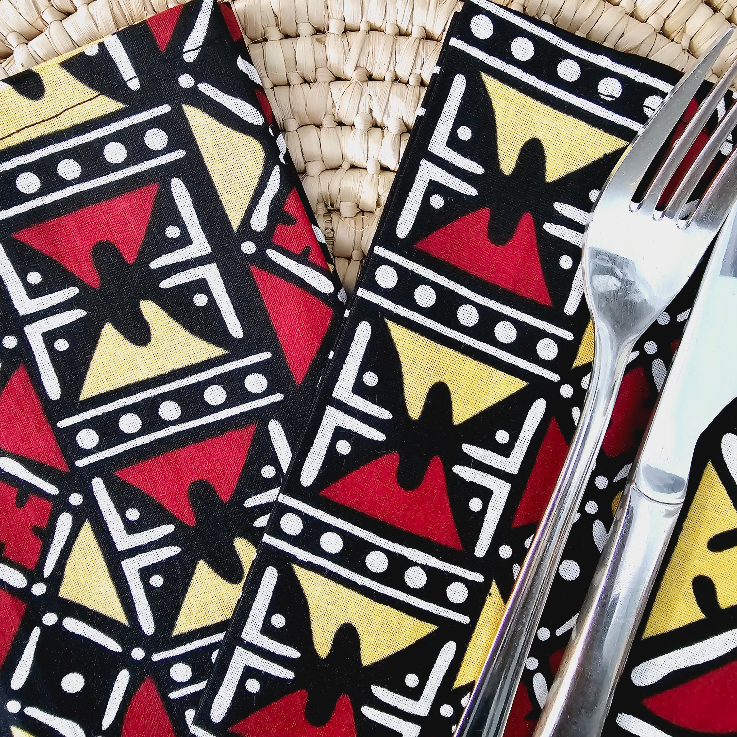 Tovaglioli Wax africani in cotone set 4 o 8