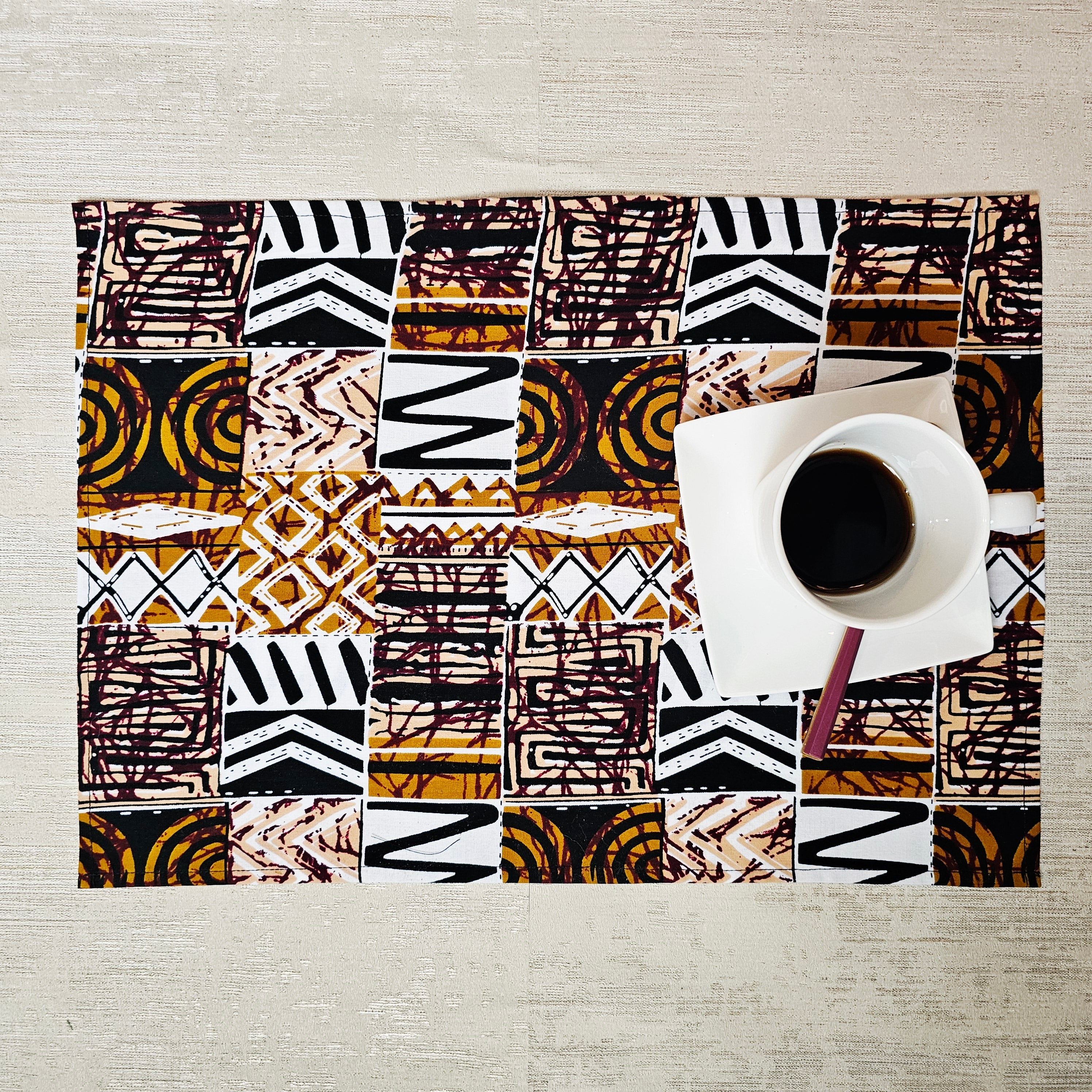 Set runner tavola e 4 tovagliette Wax africano