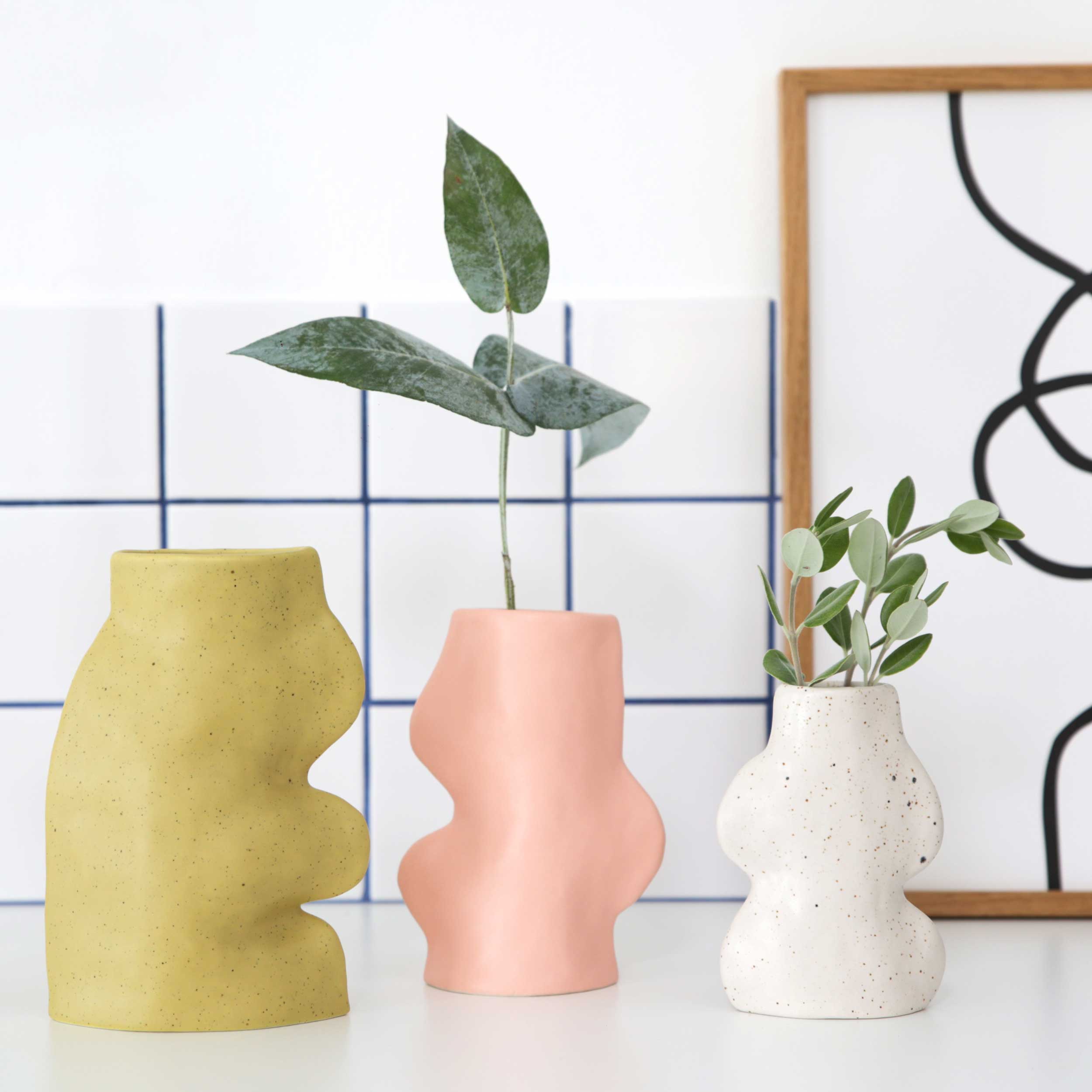 Vaso in ceramica Fluxo bianco – piccolo 14 cm