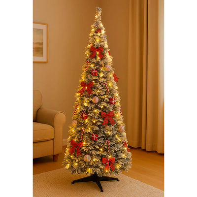 Albero di Natale Home ESPRIT Bianco Rosso PVC Nevoso