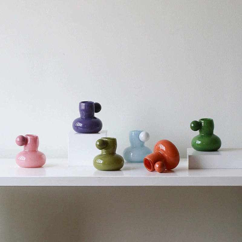 Bonbon Mini Glazed Decorative Jar – Playful Pastel Bud Vase & Modern Home Accent-0