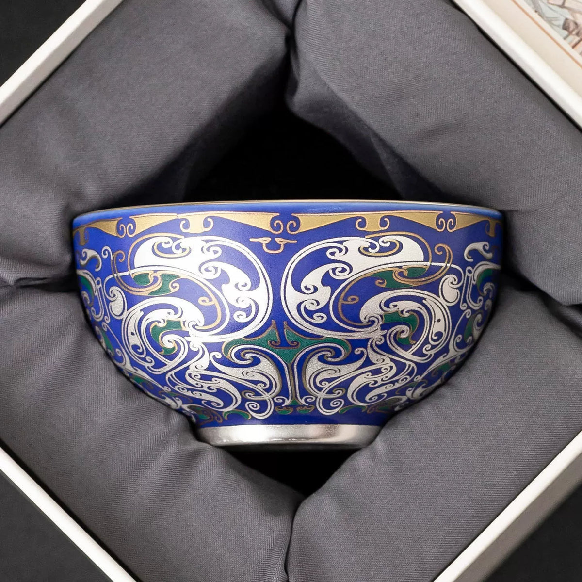Imperial Blue Silver Filigree Cup | Handcrafted Porcelain Tea Bowl-2