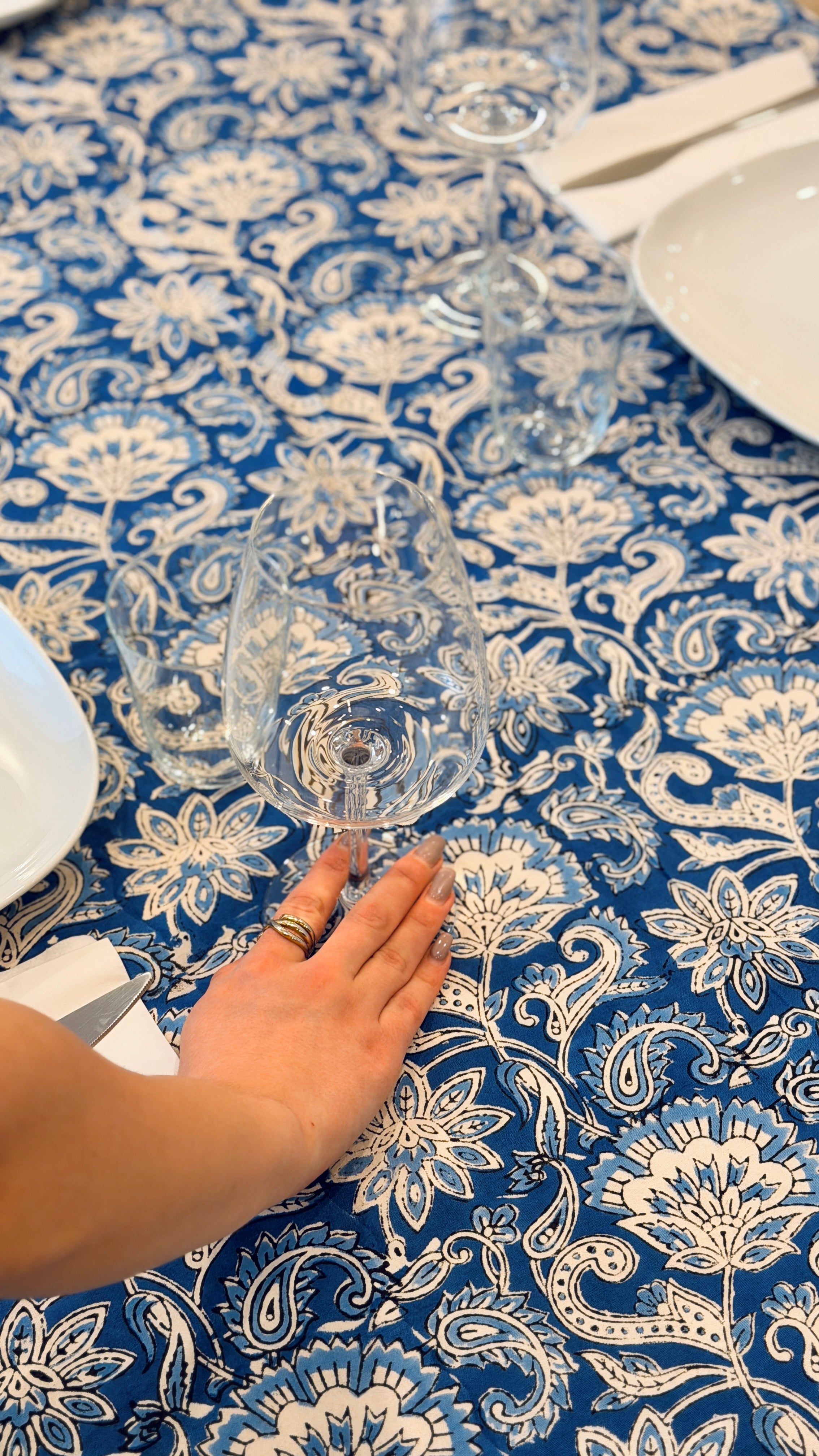 Tovaglia block print Blu Indigo 150×220 cm