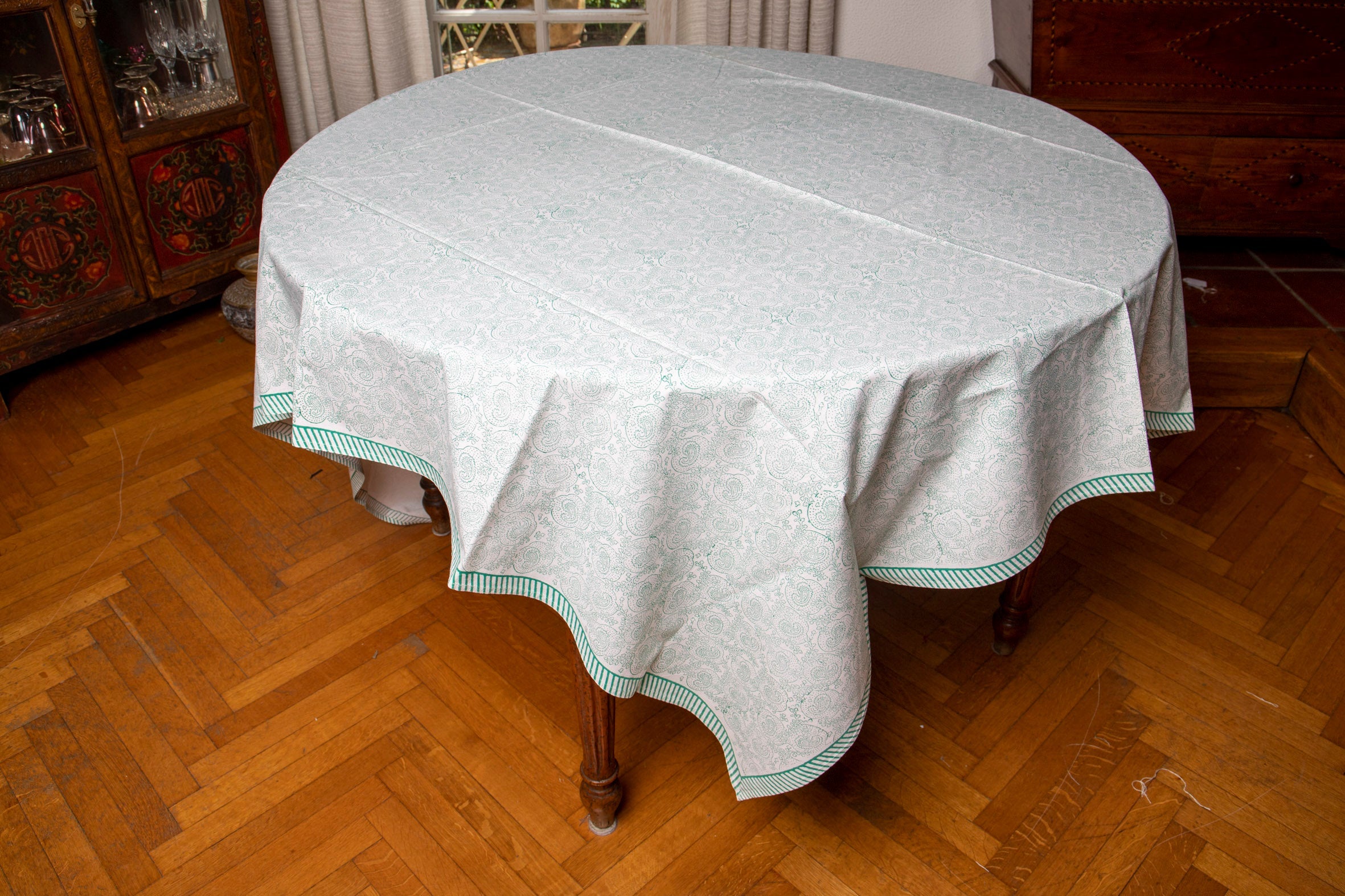 Tovaglia in cotone block print minimal