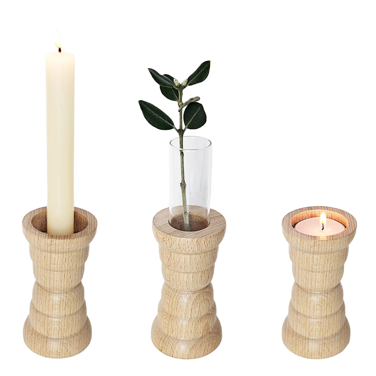 Vira 3 in 1 - Pure Wood II - Candle Holder / Tea Light Holder / Vase-0