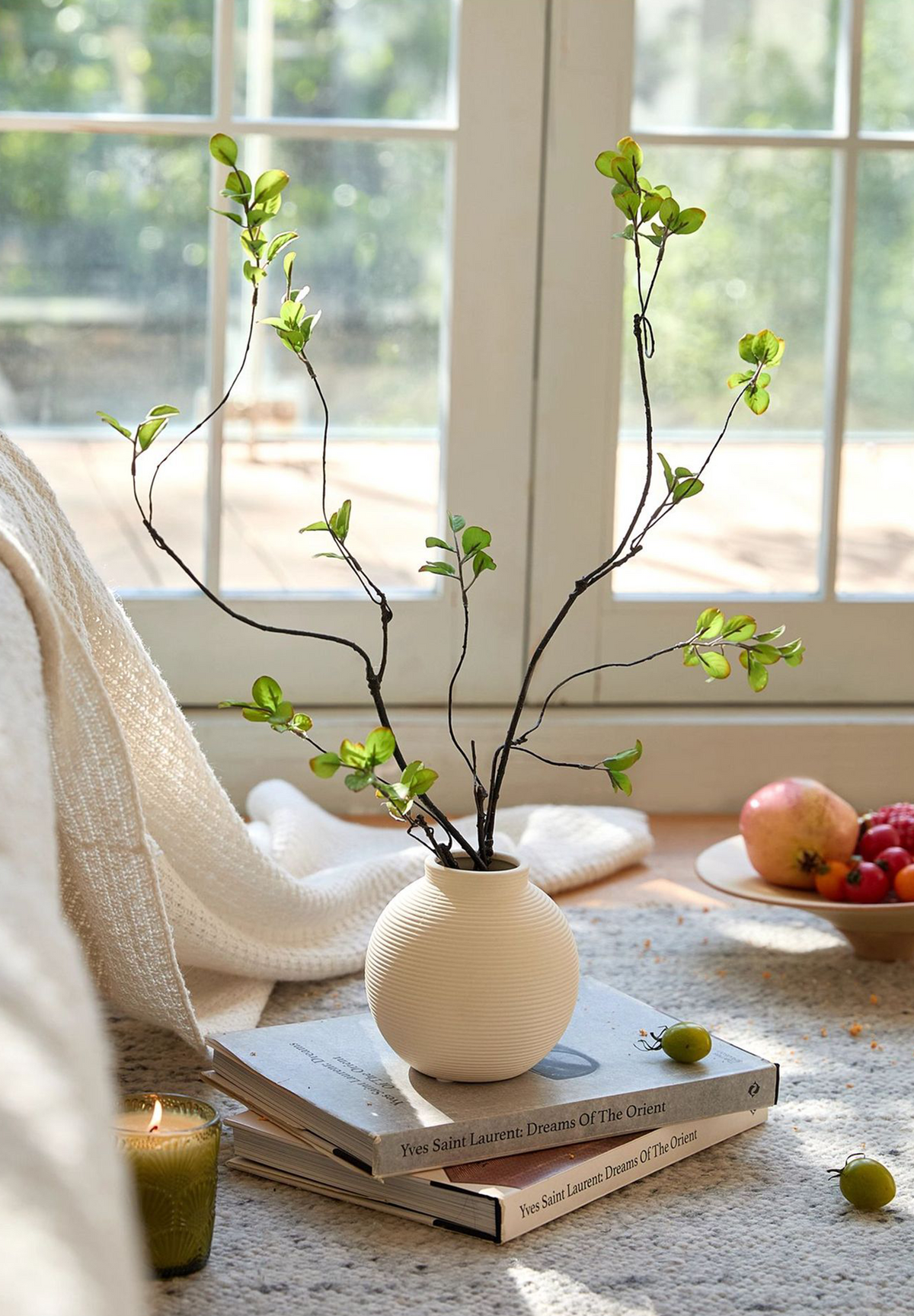 Minimalist Ribbed Ceramic Vase — Matte White Textured Collection-3
