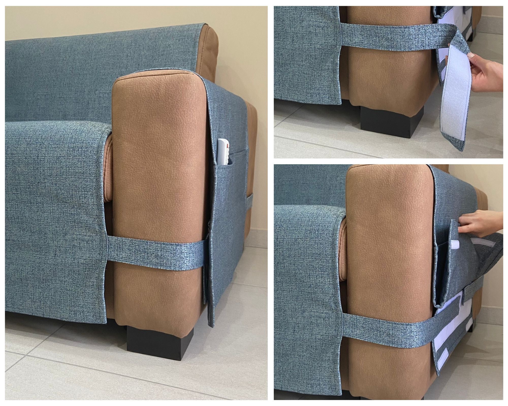 Copridivano con penisola ARMOR oro - Salvadivano elasticizzato