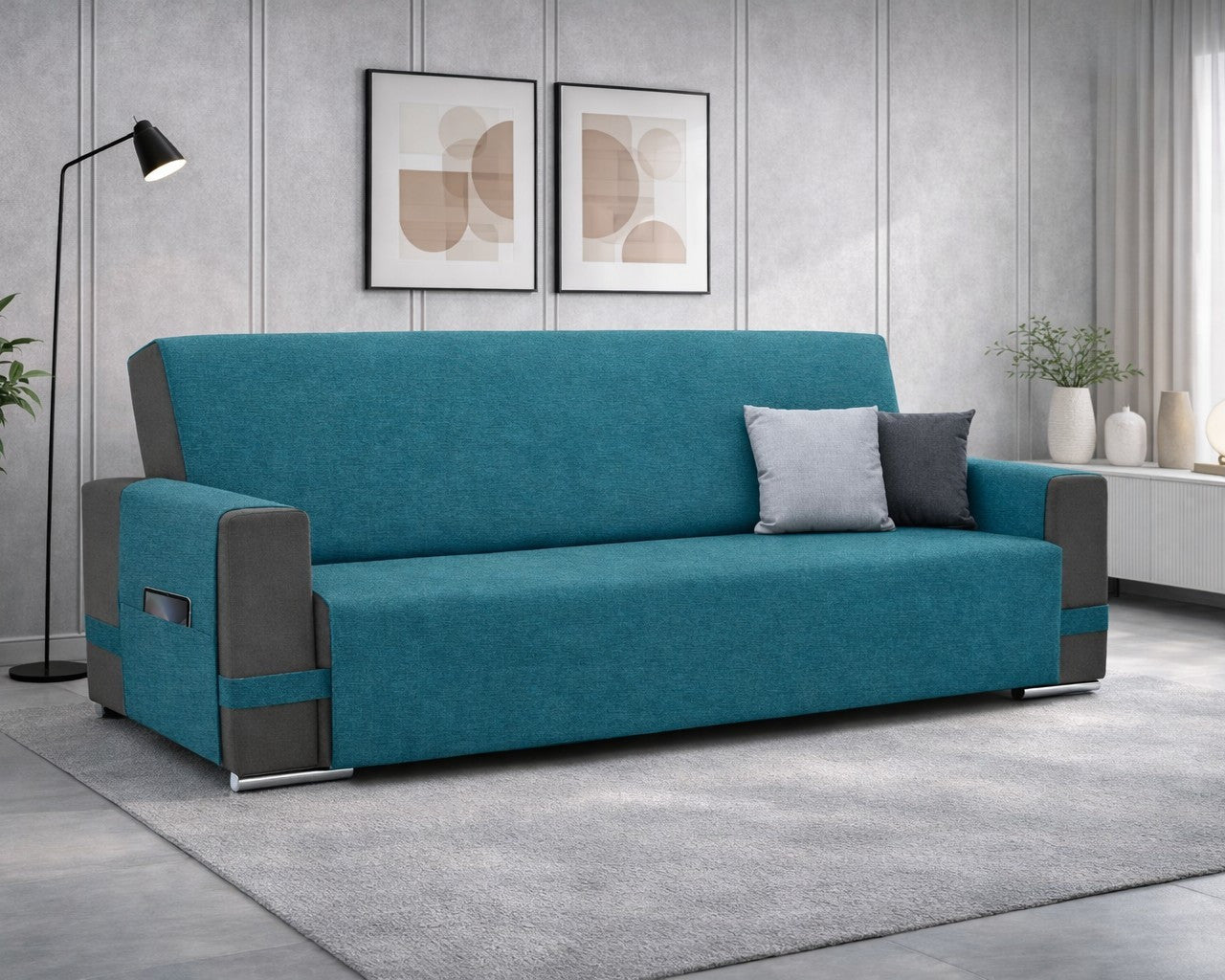 Copridivano ARMOR blu elasticizzato antimacchia - divano lineare
